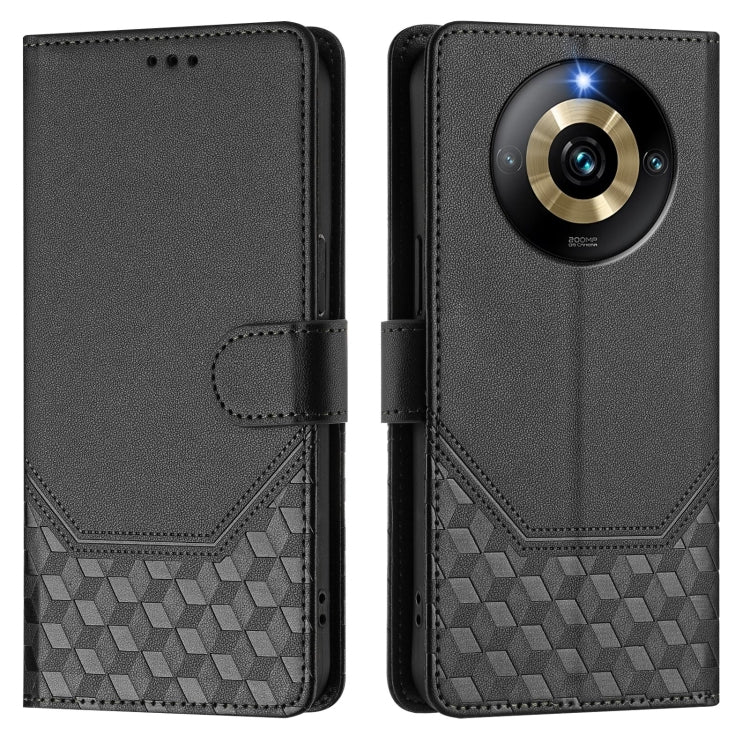 For Realme Narzo 60 Pro Honeycomb Embossing RFID Leather Phone Case