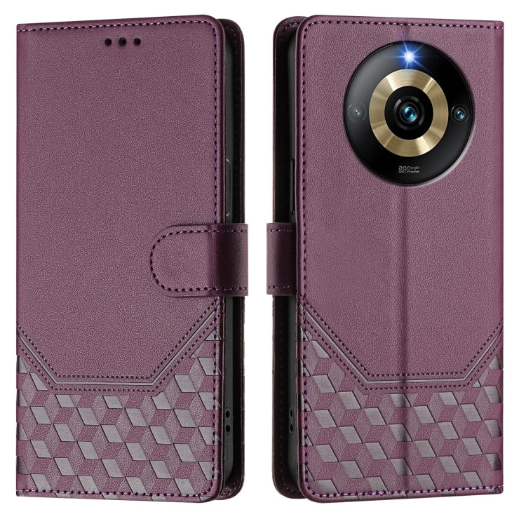 For Realme Narzo 60 Pro Honeycomb Embossing RFID Leather Phone Case
