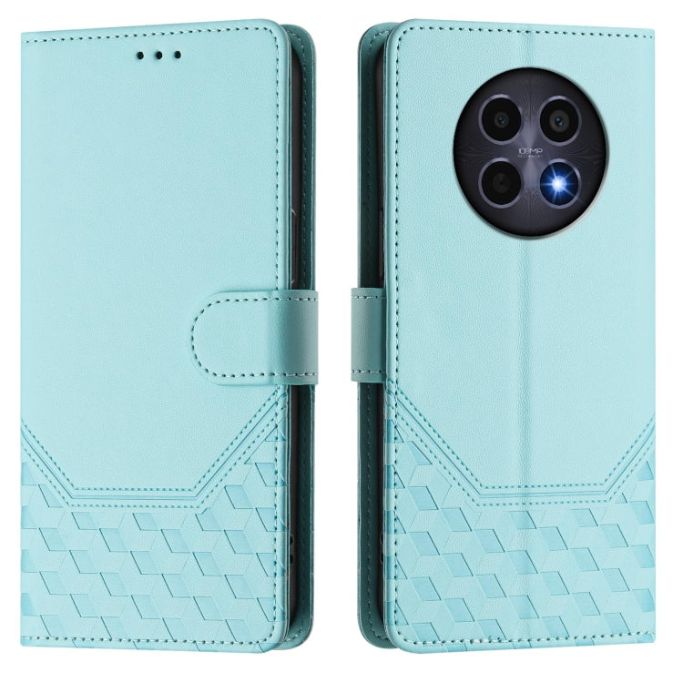For Realme 12 5G Global Honeycomb Embossing RFID Leather Phone Case