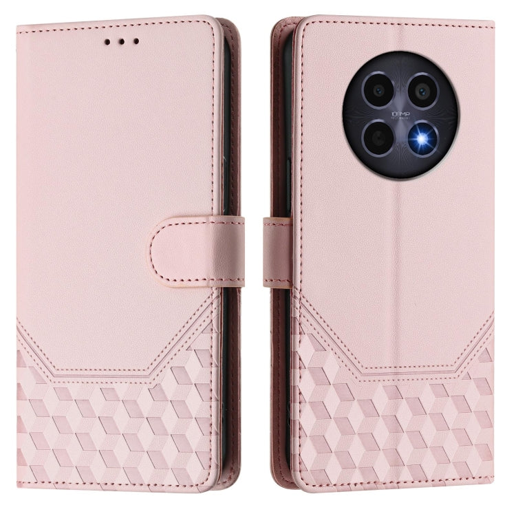 For Realme 12 5G Global Honeycomb Embossing RFID Leather Phone Case