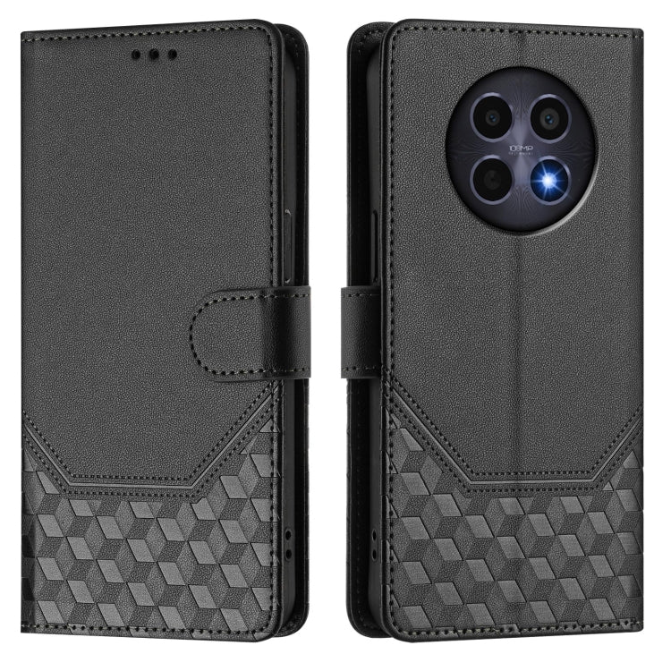 For Realme 12 5G Global Honeycomb Embossing RFID Leather Phone Case