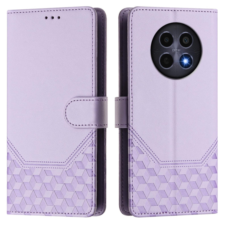 For Realme 12 5G Global Honeycomb Embossing RFID Leather Phone Case