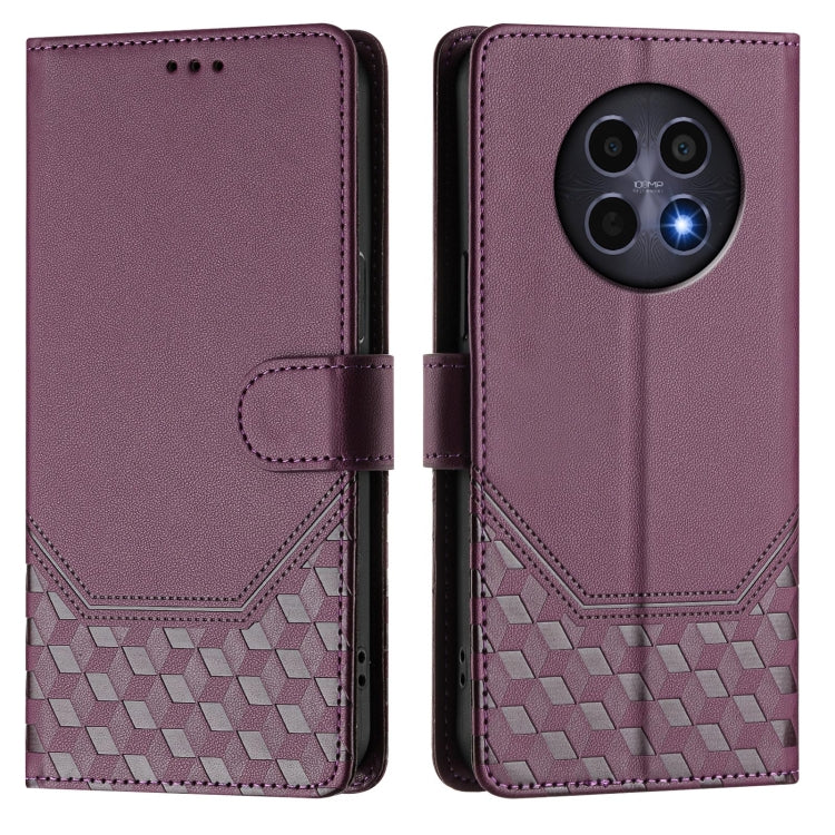 For Realme 12 5G Global Honeycomb Embossing RFID Leather Phone Case