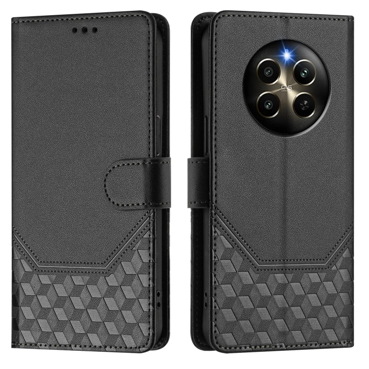 For Realme 12 Pro 5G / 12 Pro+ 5G Global Honeycomb Embossing RFID Leather Phone Case