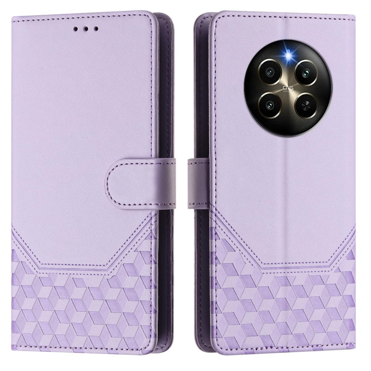 For Realme 12 Pro 5G / 12 Pro+ 5G Global Honeycomb Embossing RFID Leather Phone Case