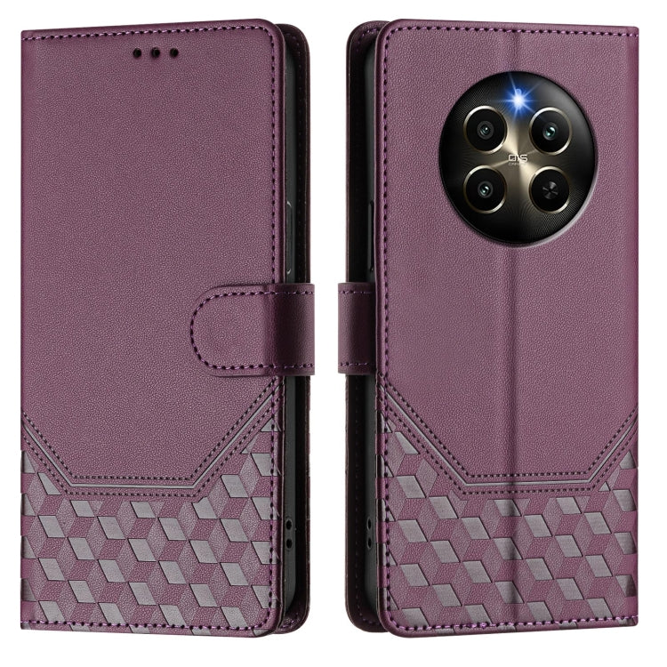 For Realme 12 Pro 5G / 12 Pro+ 5G Global Honeycomb Embossing RFID Leather Phone Case