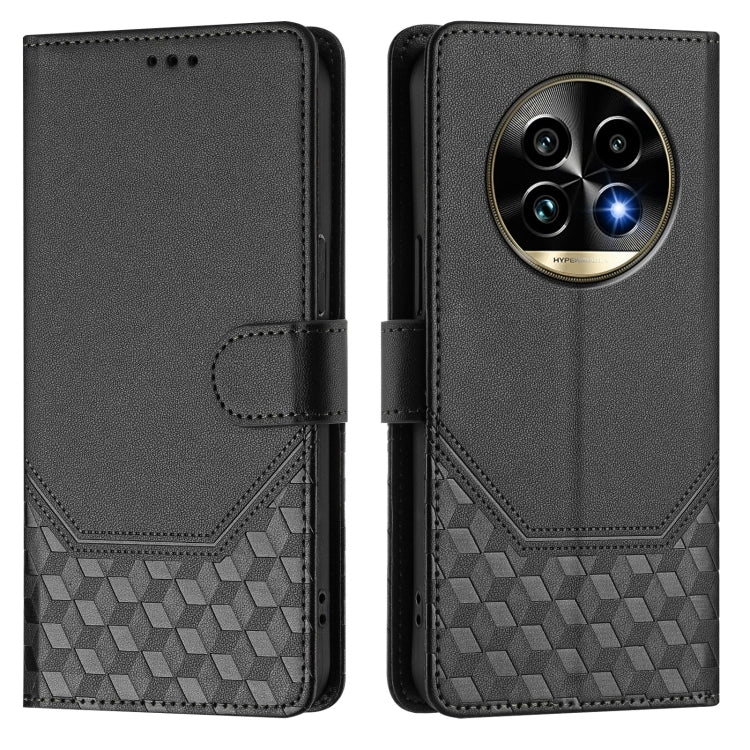 For Realme 13 Pro 5G / 13 Pro+ 5G Honeycomb Embossing RFID Leather Phone Case