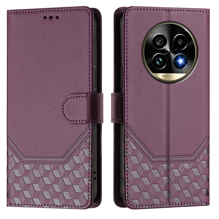 For Realme 13 Pro 5G / 13 Pro+ 5G Honeycomb Embossing RFID Leather Phone Case