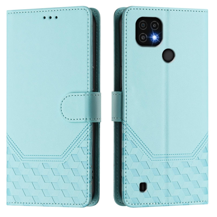 For Realme C20 / C11 / C21 Honeycomb Embossing RFID Leather Phone Case