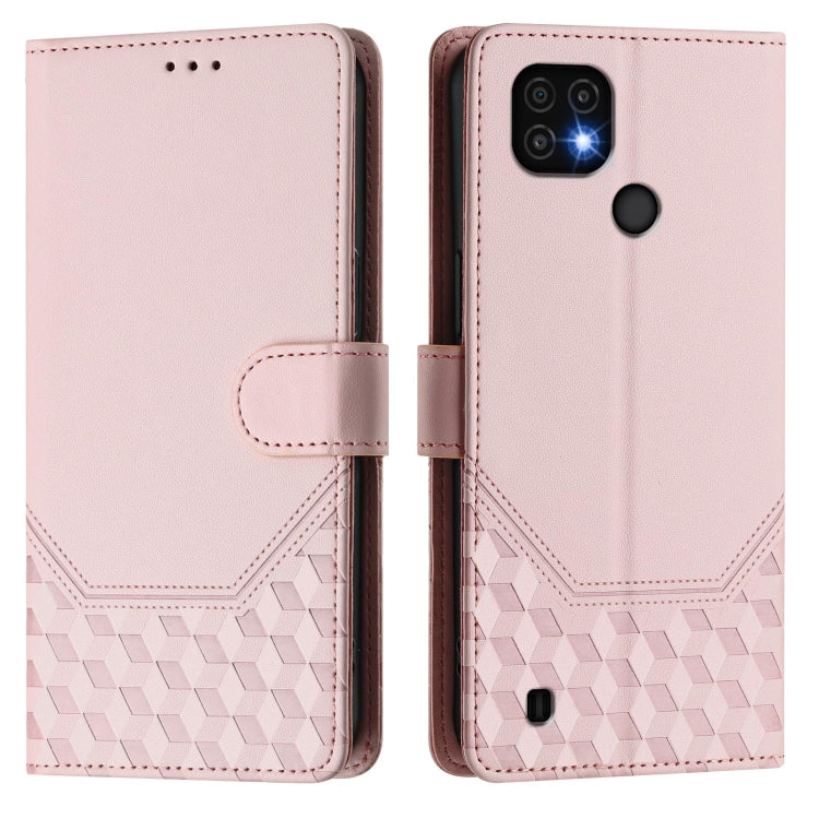 For Realme C20 / C11 / C21 Honeycomb Embossing RFID Leather Phone Case