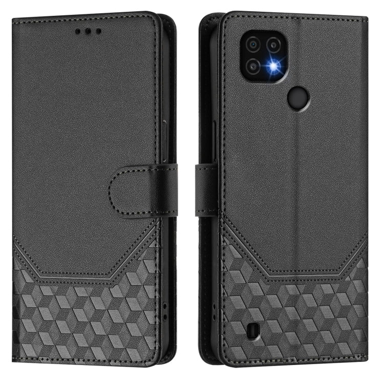 For Realme C20 / C11 / C21 Honeycomb Embossing RFID Leather Phone Case