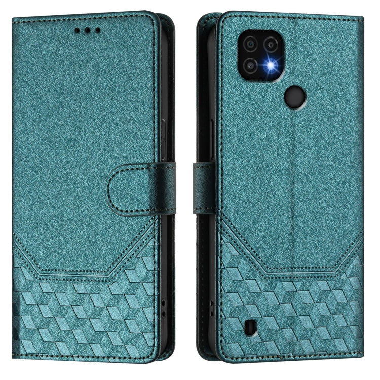 For Realme C20 / C11 / C21 Honeycomb Embossing RFID Leather Phone Case