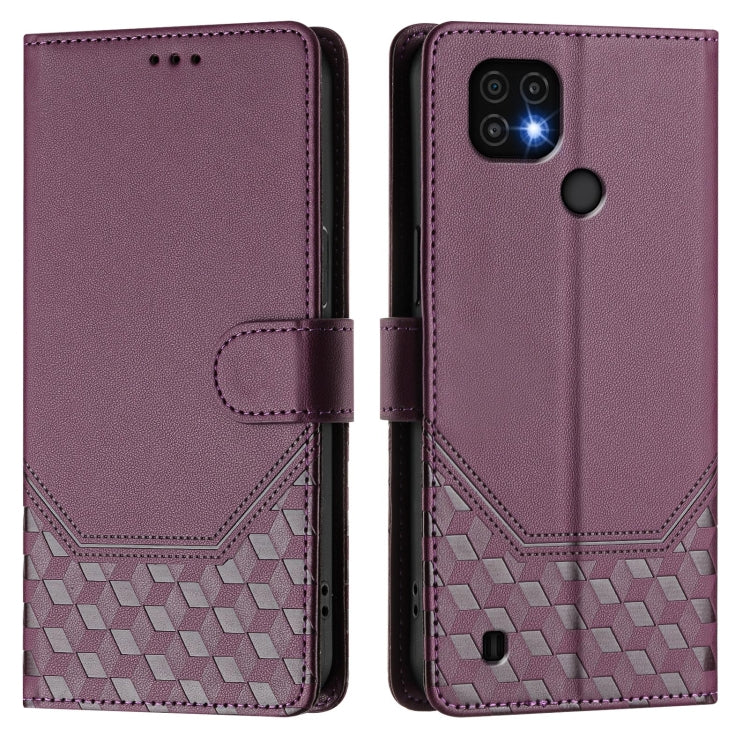 For Realme C20 / C11 / C21 Honeycomb Embossing RFID Leather Phone Case