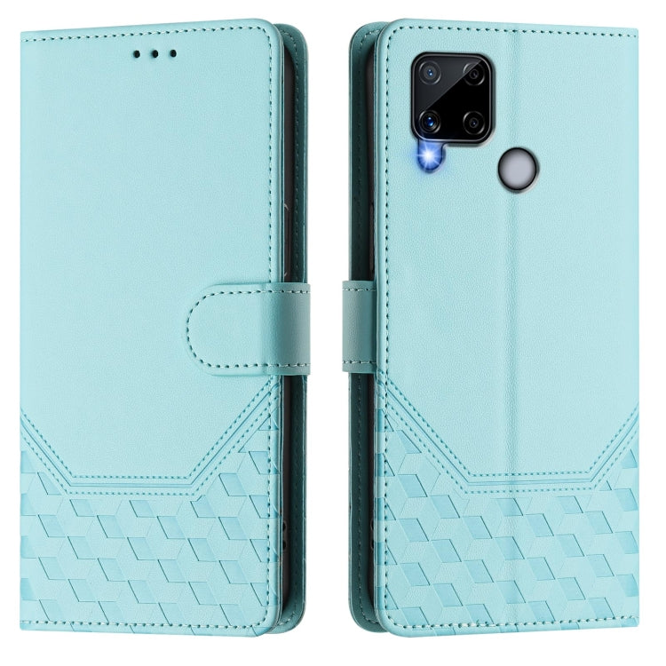 For Realme C25 / C15 / C12 / C25s Honeycomb Embossing RFID Leather Phone Case