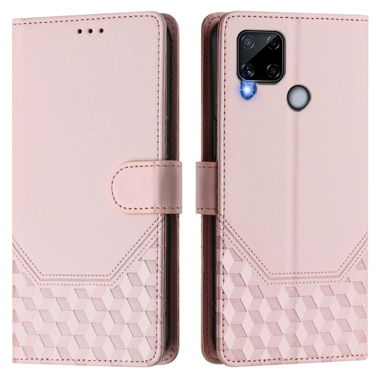 For Realme C25 / C15 / C12 / C25s Honeycomb Embossing RFID Leather Phone Case