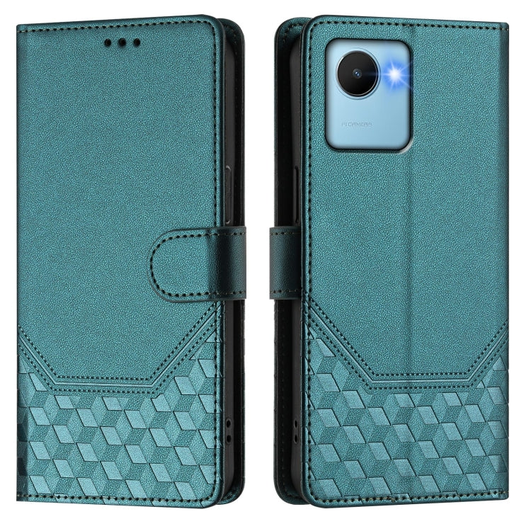 For Realme C30 4G / C30s / Narzo 50i Prime Honeycomb Embossing RFID Leather Phone Case