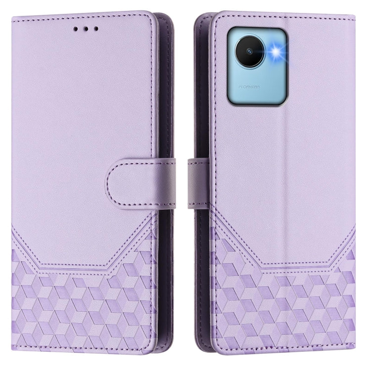 For Realme C30 4G / C30s / Narzo 50i Prime Honeycomb Embossing RFID Leather Phone Case