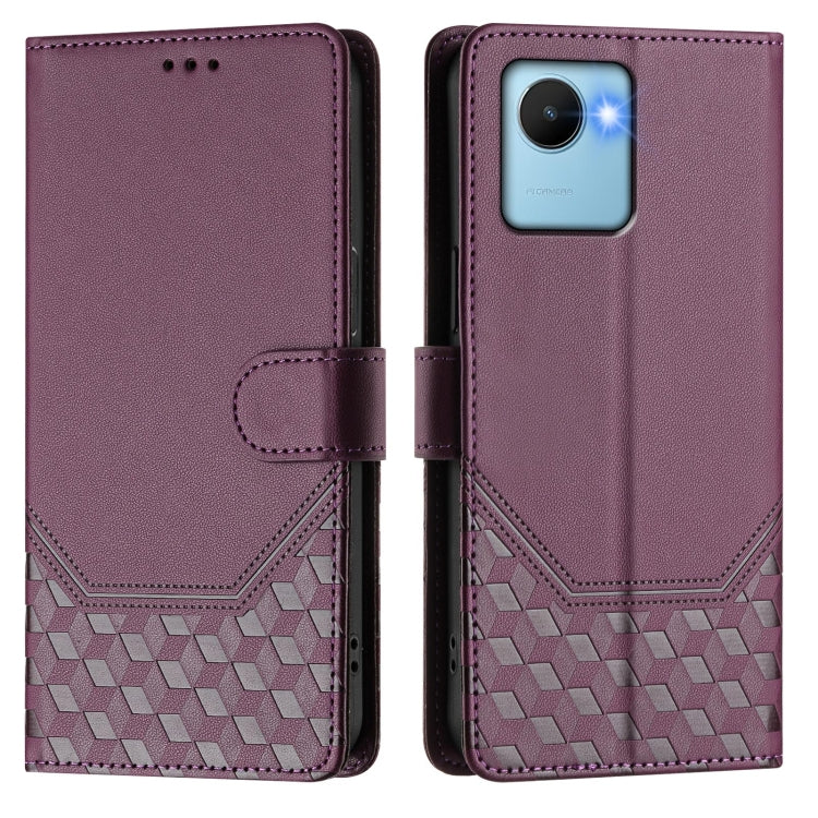 For Realme C30 4G / C30s / Narzo 50i Prime Honeycomb Embossing RFID Leather Phone Case