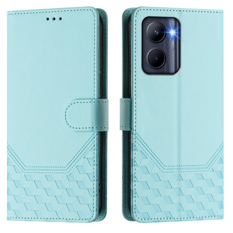 For Realme C33 Global Honeycomb Embossing RFID Leather Phone Case
