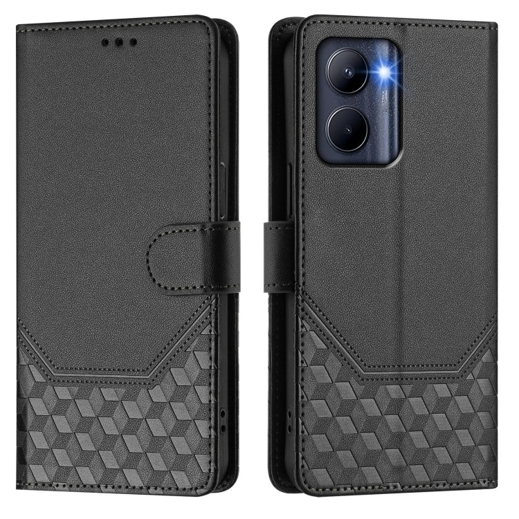 For Realme C33 Global Honeycomb Embossing RFID Leather Phone Case