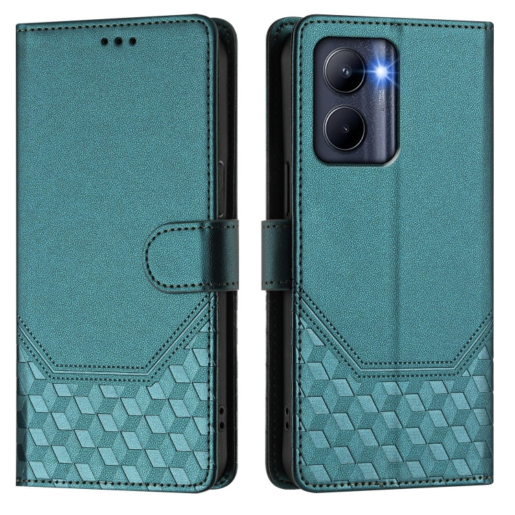 For Realme C33 Global Honeycomb Embossing RFID Leather Phone Case