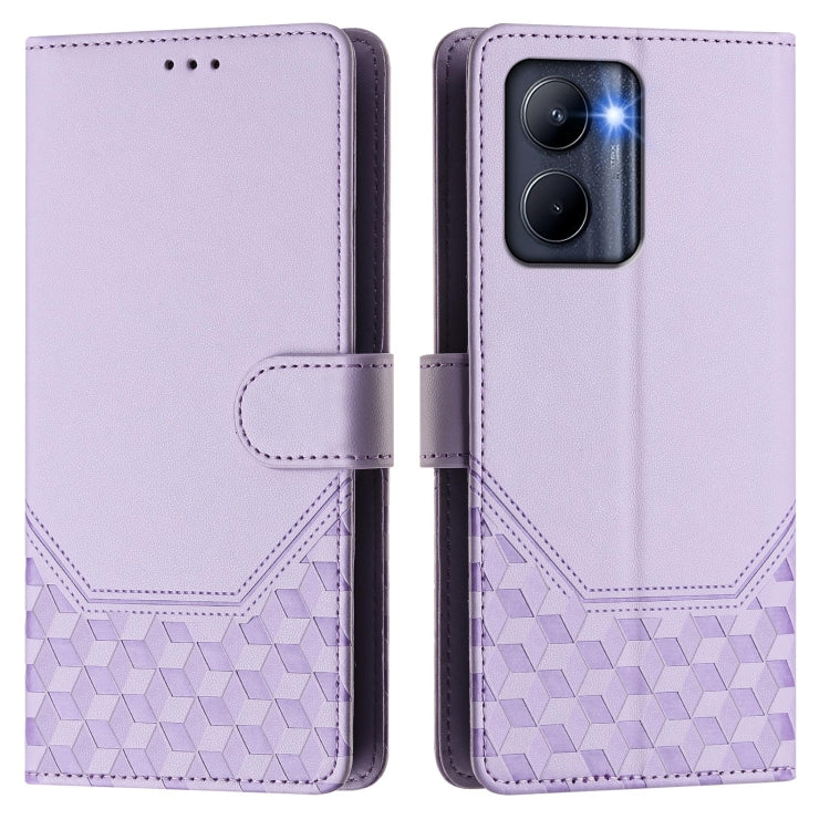 For Realme C33 Global Honeycomb Embossing RFID Leather Phone Case