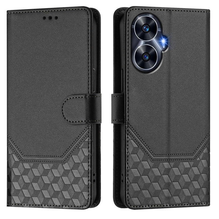 For Realme C55 4G Global / Narzo N55 Honeycomb Embossing RFID Leather Phone Case
