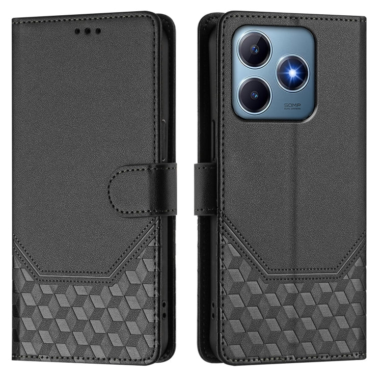 For Realme C63 / C61 Global Honeycomb Embossing RFID Leather Phone Case