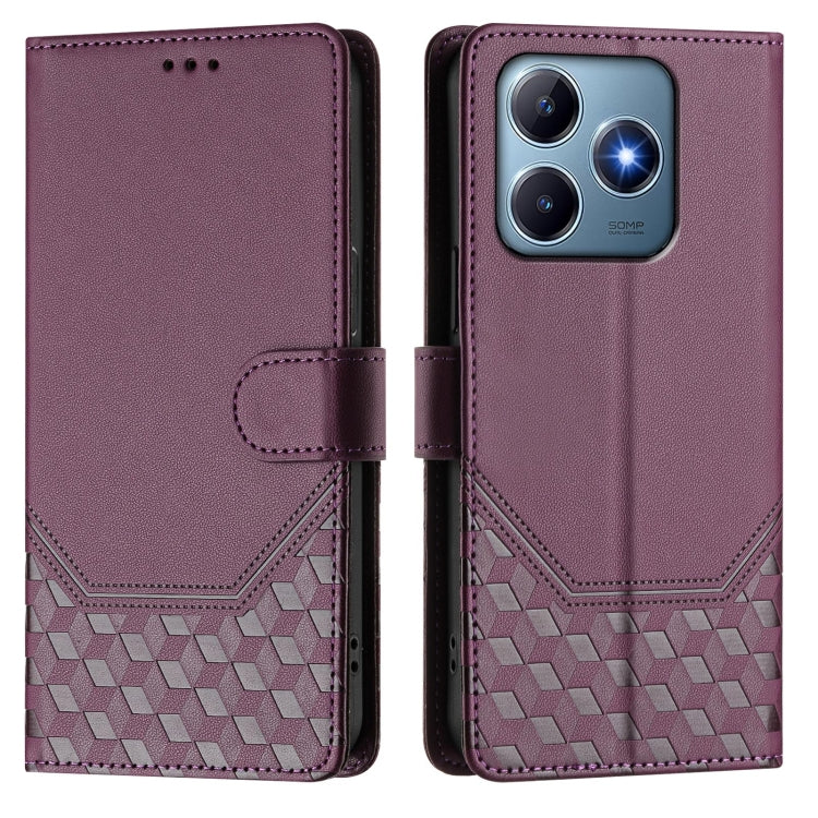 For Realme C63 / C61 Global Honeycomb Embossing RFID Leather Phone Case