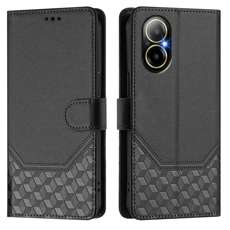 For Realme C67 4G Global Honeycomb Embossing RFID Leather Phone Case