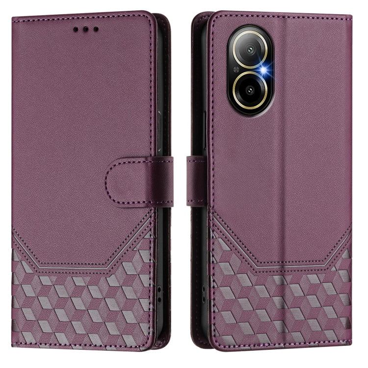 For Realme C67 4G Global Honeycomb Embossing RFID Leather Phone Case