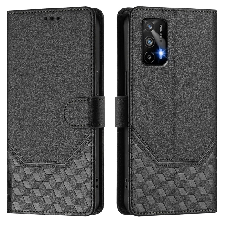 For Realme GT 5G / GT Neo 5G Honeycomb Embossing RFID Leather Phone Case