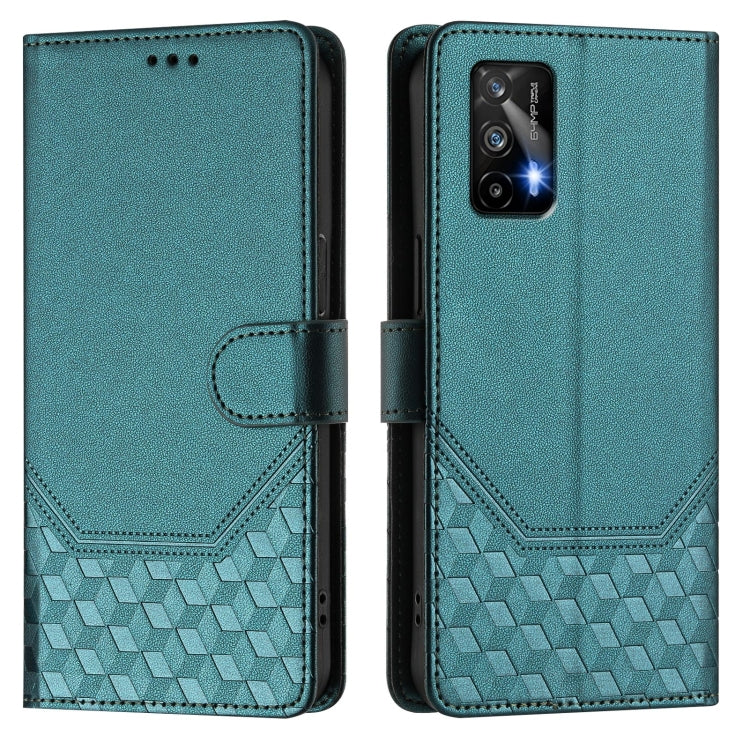 For Realme GT 5G / GT Neo 5G Honeycomb Embossing RFID Leather Phone Case