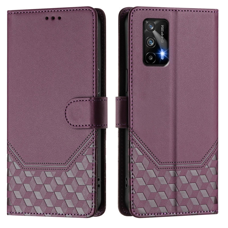 For Realme GT 5G / GT Neo 5G Honeycomb Embossing RFID Leather Phone Case