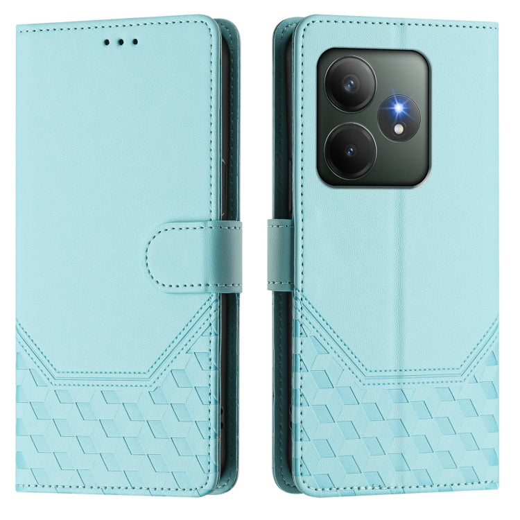 For Realme GT 6 5G / GT 6T 5G Global Honeycomb Embossing RFID Leather Phone Case