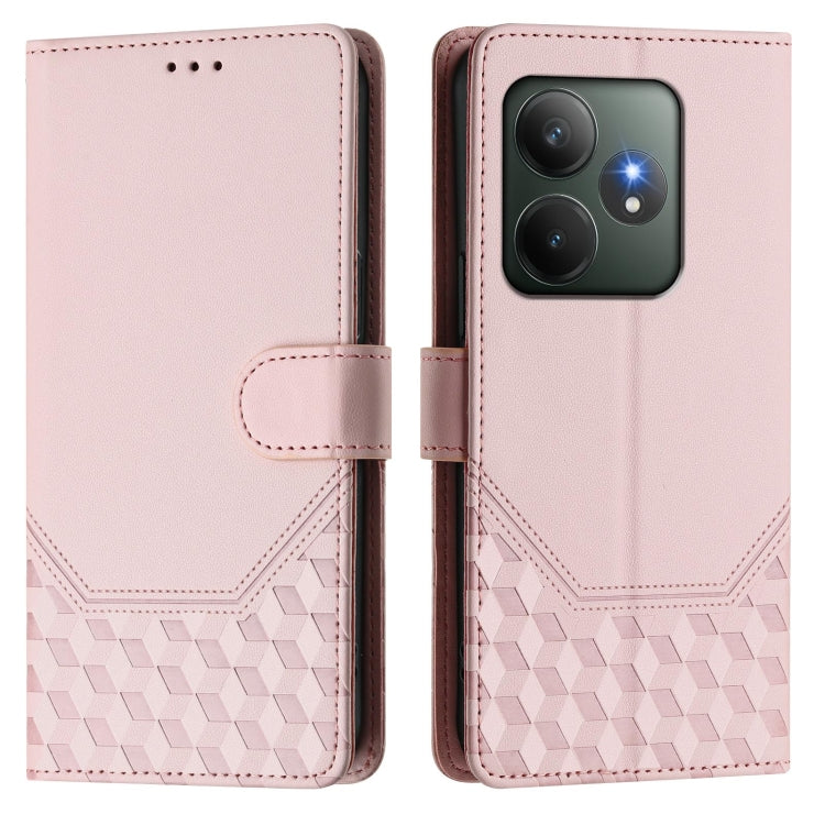 For Realme GT 6 5G / GT 6T 5G Global Honeycomb Embossing RFID Leather Phone Case