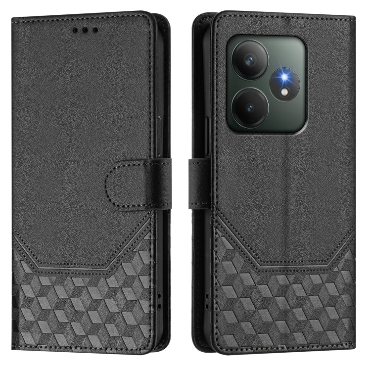 For Realme GT 6 5G / GT 6T 5G Global Honeycomb Embossing RFID Leather Phone Case