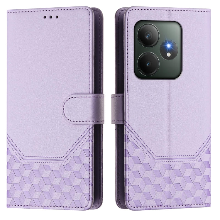 For Realme GT 6 5G / GT 6T 5G Global Honeycomb Embossing RFID Leather Phone Case