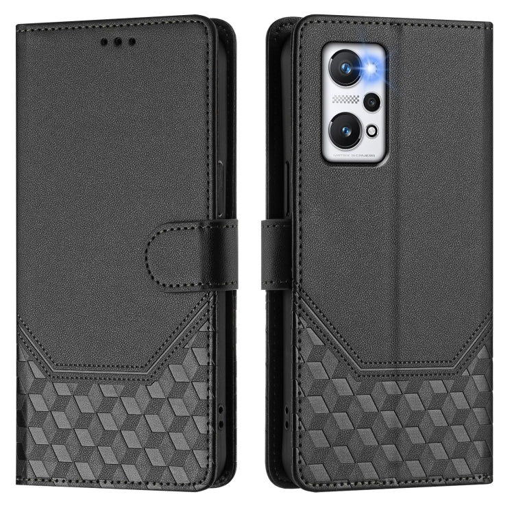 For Realme GT Neo 3T Honeycomb Embossing RFID Leather Phone Case