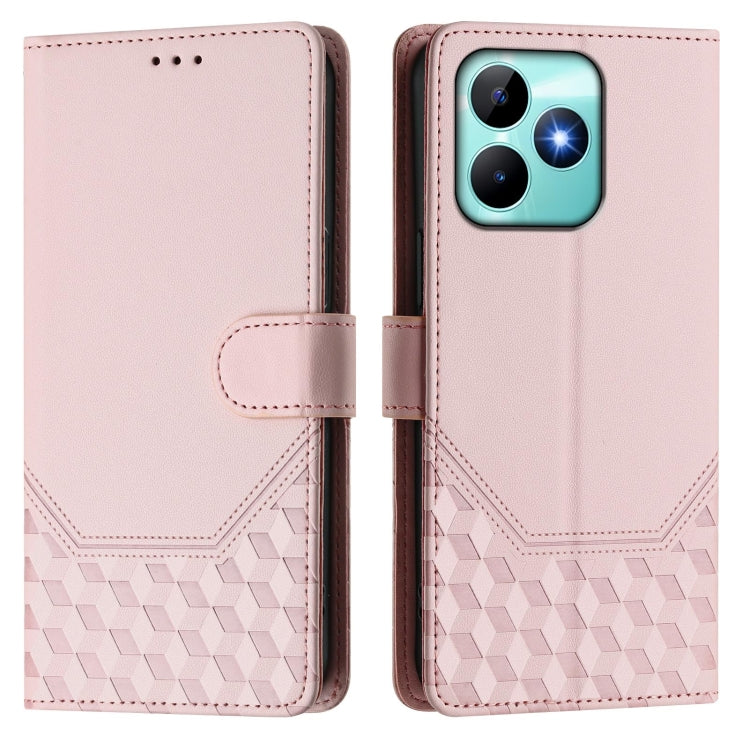 For Realme Note 50 4G Global / C51 / C53 Honeycomb Embossing RFID Leather Phone Case