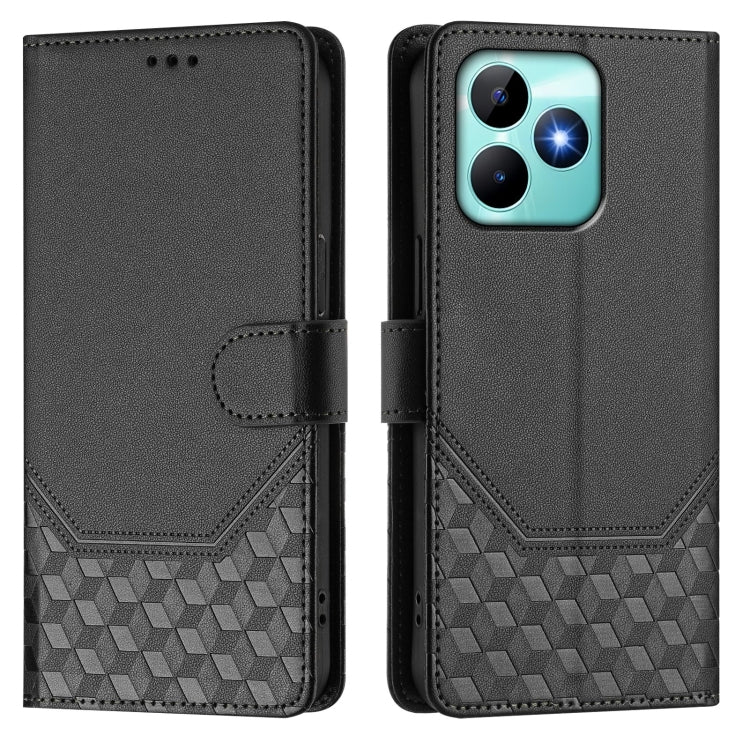 For Realme Note 50 4G Global / C51 / C53 Honeycomb Embossing RFID Leather Phone Case