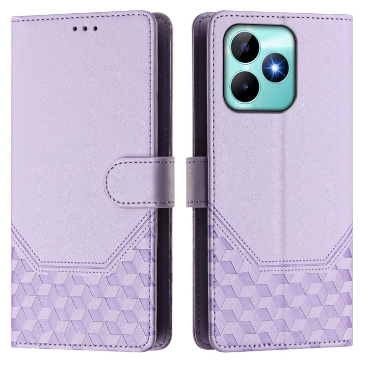 For Realme Note 50 4G Global / C51 / C53 Honeycomb Embossing RFID Leather Phone Case