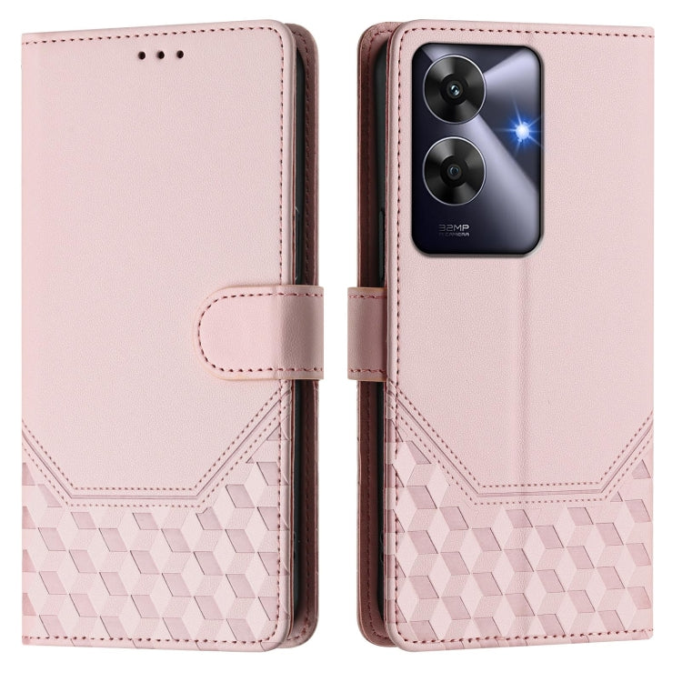 For Realme Note 60 4G Global / C61 India Honeycomb Embossing RFID Leather Phone Case