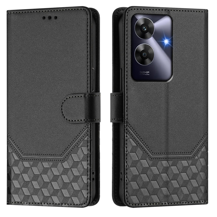 For Realme Note 60 4G Global / C61 India Honeycomb Embossing RFID Leather Phone Case
