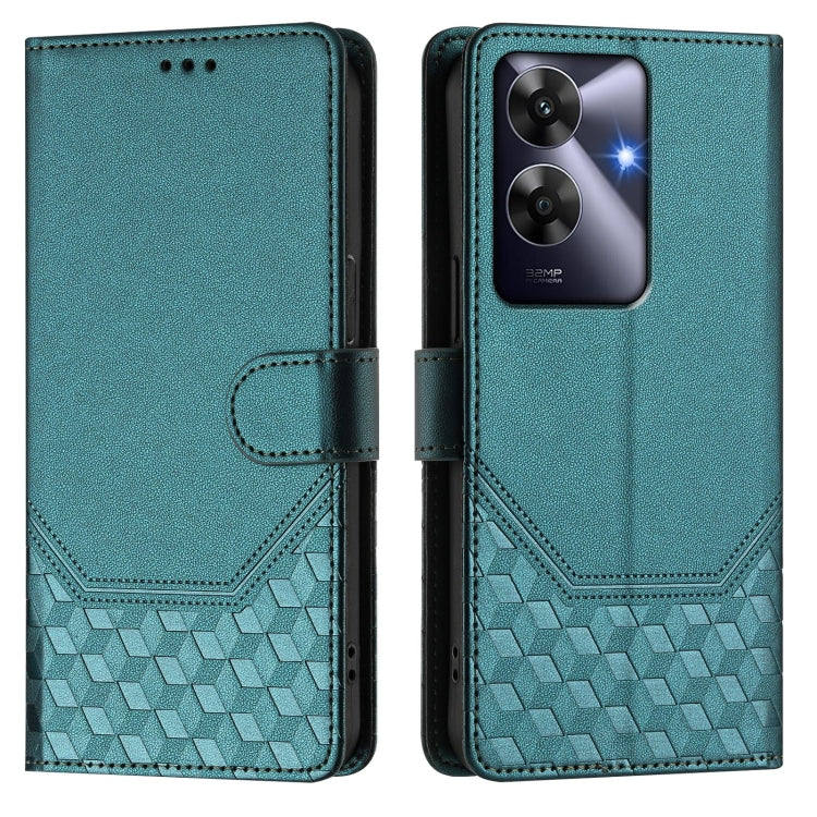 For Realme Note 60 4G Global / C61 India Honeycomb Embossing RFID Leather Phone Case