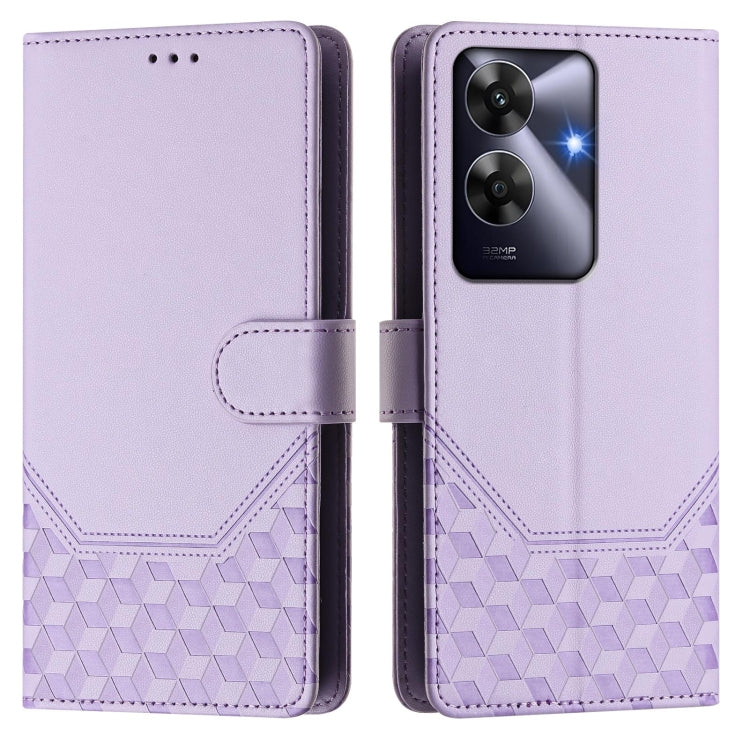 For Realme Note 60 4G Global / C61 India Honeycomb Embossing RFID Leather Phone Case