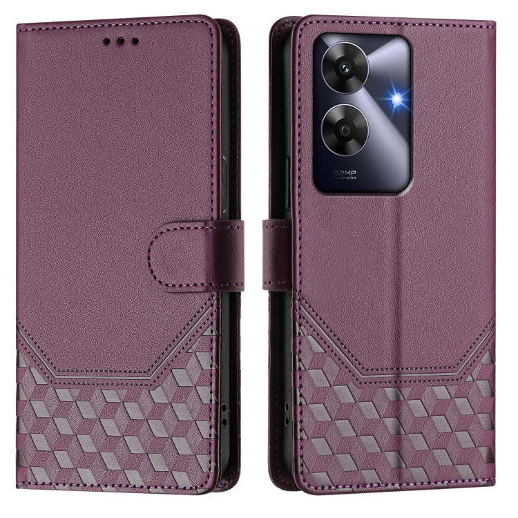 For Realme Note 60 4G Global / C61 India Honeycomb Embossing RFID Leather Phone Case