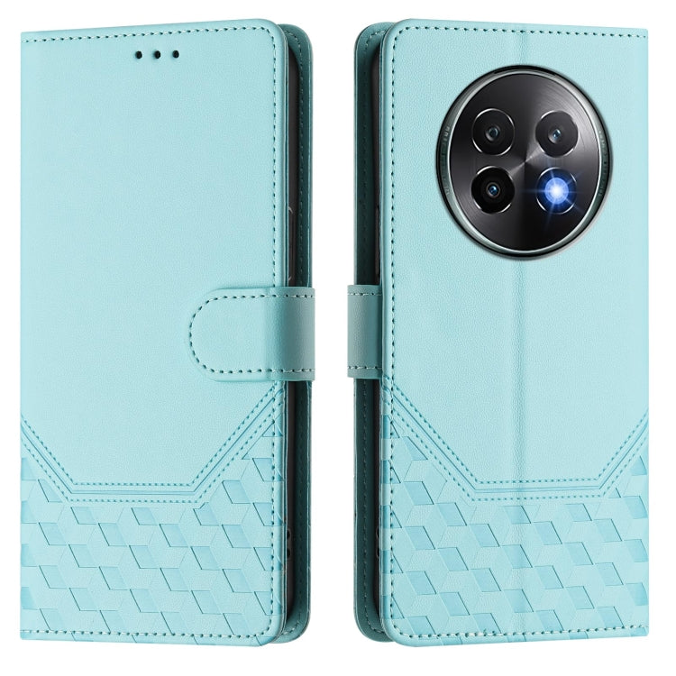 For Realme 13+ 5G Global Honeycomb Embossing RFID Leather Phone Case