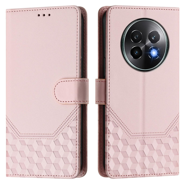 For Realme 13+ 5G Global Honeycomb Embossing RFID Leather Phone Case