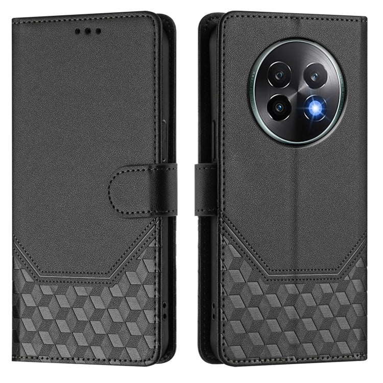For Realme 13+ 5G Global Honeycomb Embossing RFID Leather Phone Case